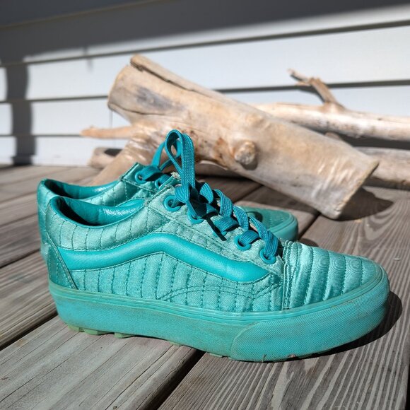 Opening Ceremony x Vans Tie Lace Up Skater Platform Satin Seafoam Green Womens 9 - Picture 3 of 16